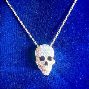 Nadri sparking skull 💀 pendant necklace. Halloween jewelry. Nadri jewelry.Skull